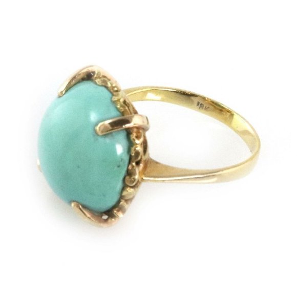 Turquoise 18k & 14k YGold Stud Earrings & Ring Set - Picture 5 of 8